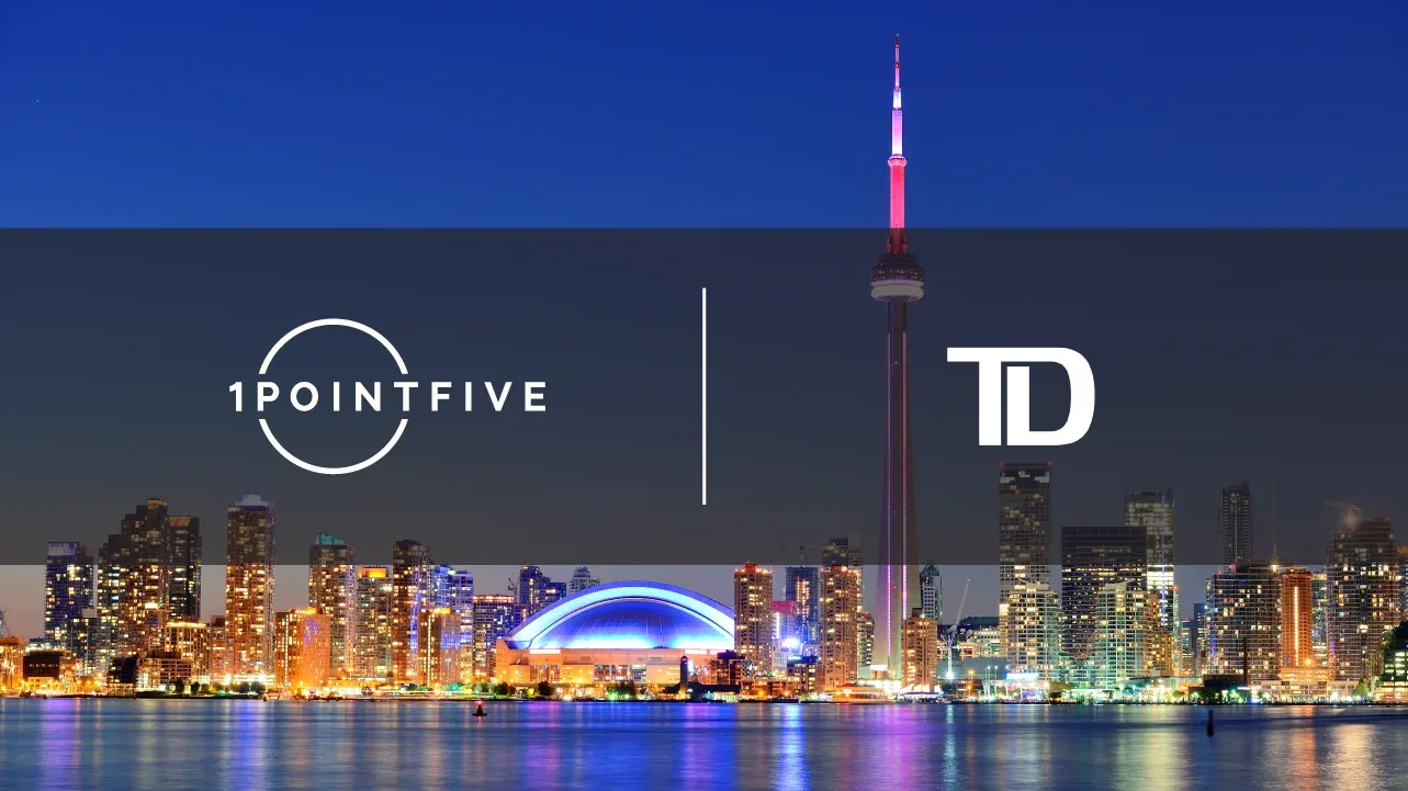 1PointFive and TD logos overlaid on night shot of Toronto skyline