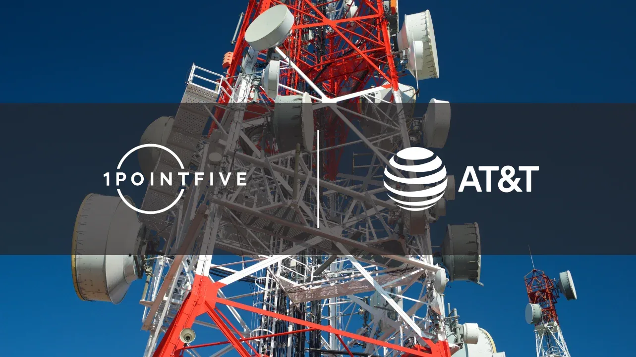 1PointFive and AT&T logos overlaid on cell tower